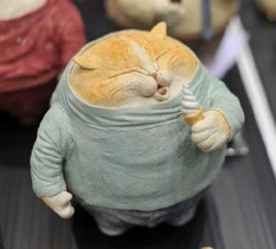 仅供欣赏的又胖又可爱猫咪黏土作品